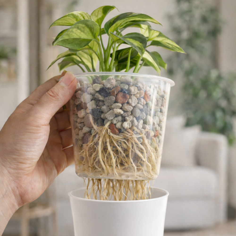 plant pots with inserts Self-Watering Aroid Pots with Clear Insert – Optimal Hydration and Root Visibility