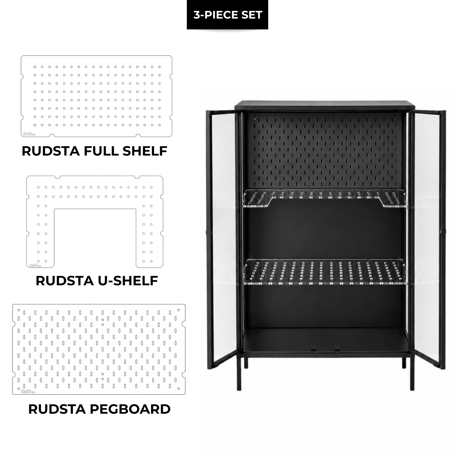 IKEA RUDSTA Wide Acrylic Sets of Shelves and Pegboards