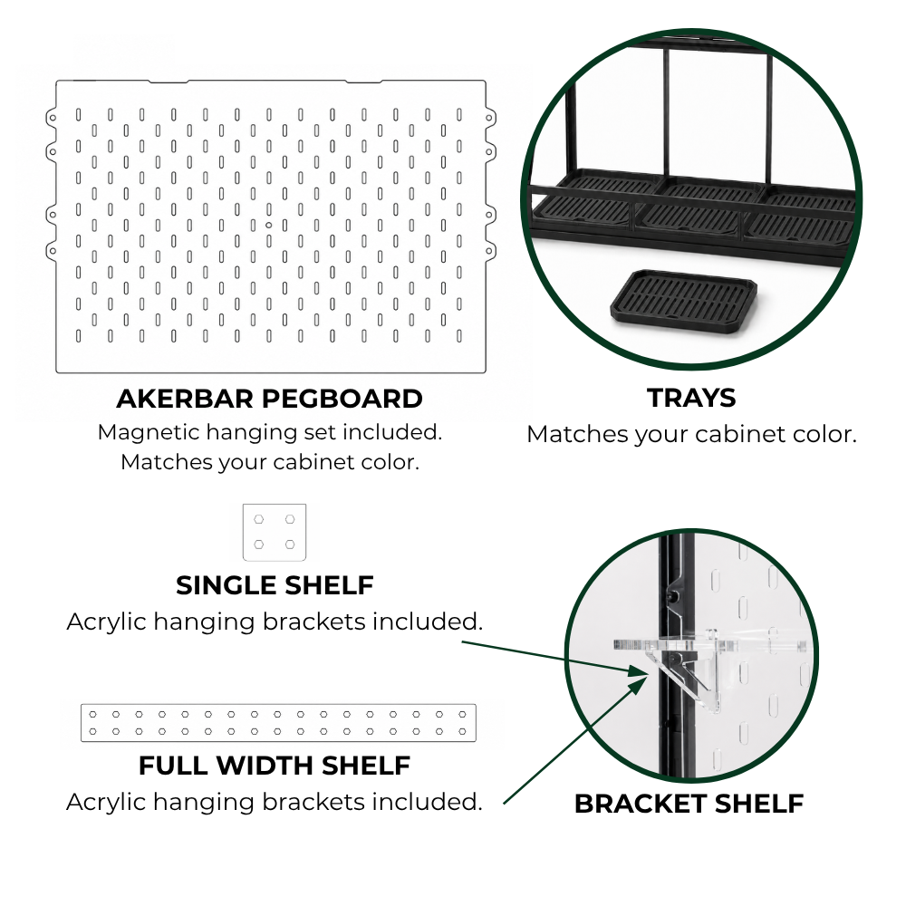 Shelves, trays and pegboards for IKEA ÅKERBÄR