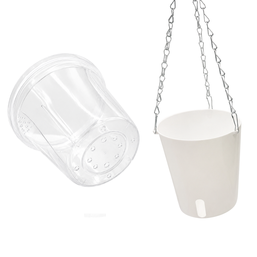 Hanging Self-Watering Pots with Clear Inserts